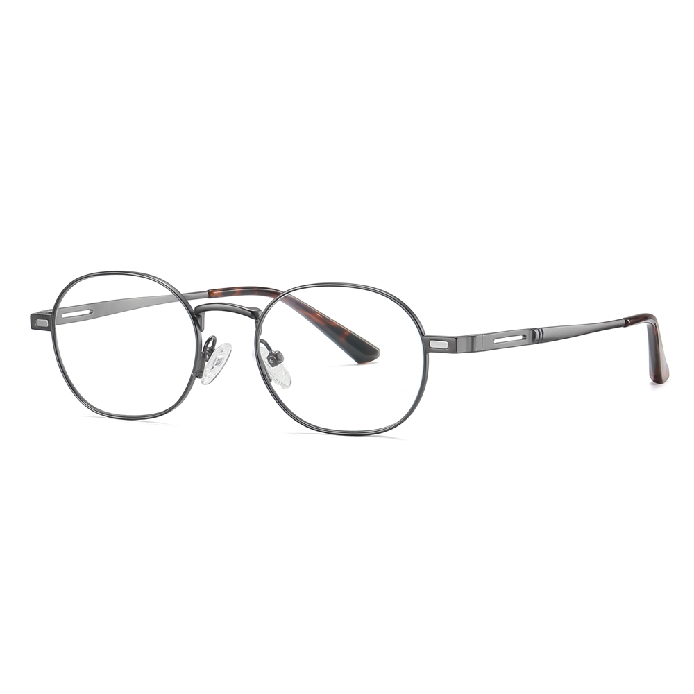 Wholesale Unisex Detachable Oval Metal Glasses Frames Magnetic Snap-On Set for Prescription Eyeglasses With Clip-On Polarized Sunglasses