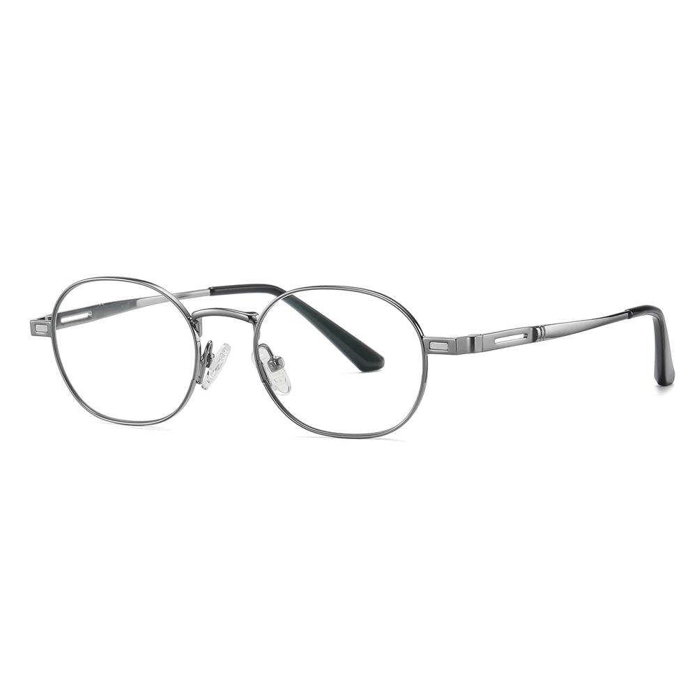 Wholesale Unisex Detachable Oval Metal Glasses Frames Magnetic Snap-On Set for Prescription Eyeglasses With Clip-On Polarized Sunglasses