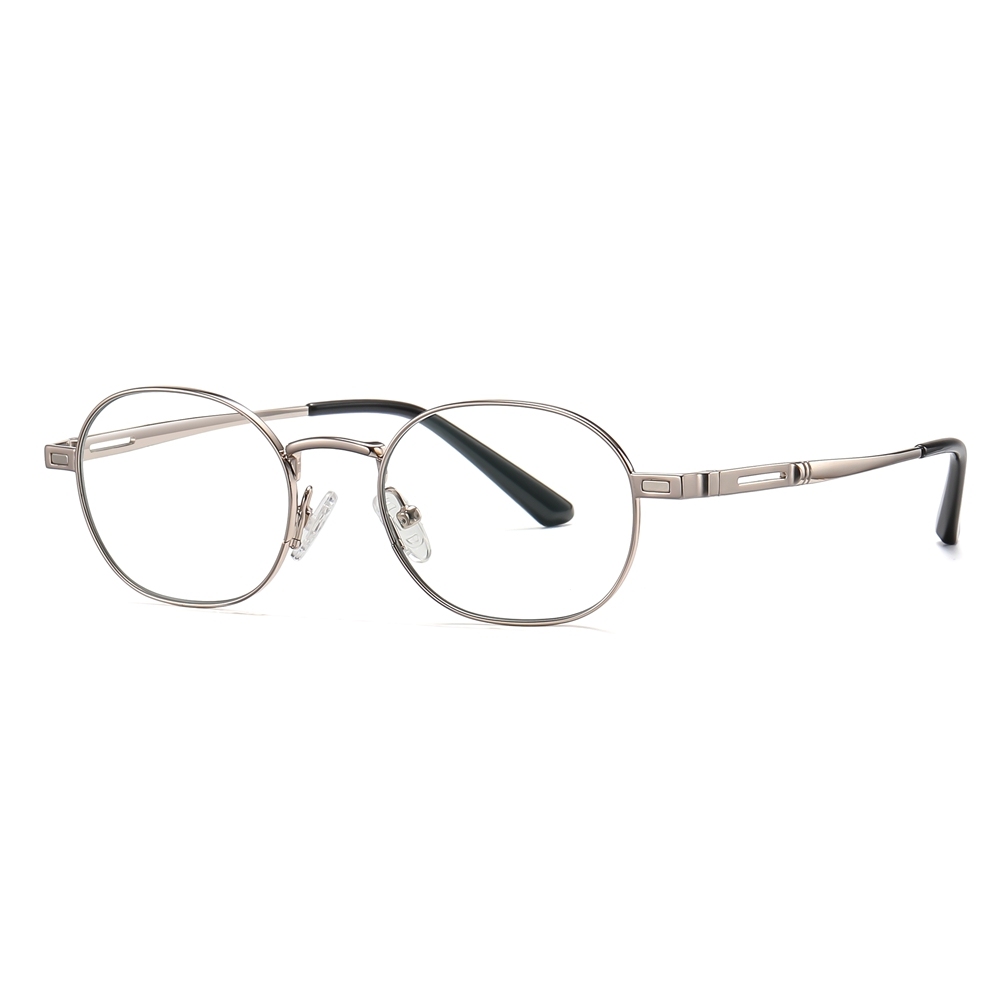 Wholesale Unisex Detachable Oval Metal Glasses Frames Magnetic Snap-On Set for Prescription Eyeglasses With Clip-On Polarized Sunglasses