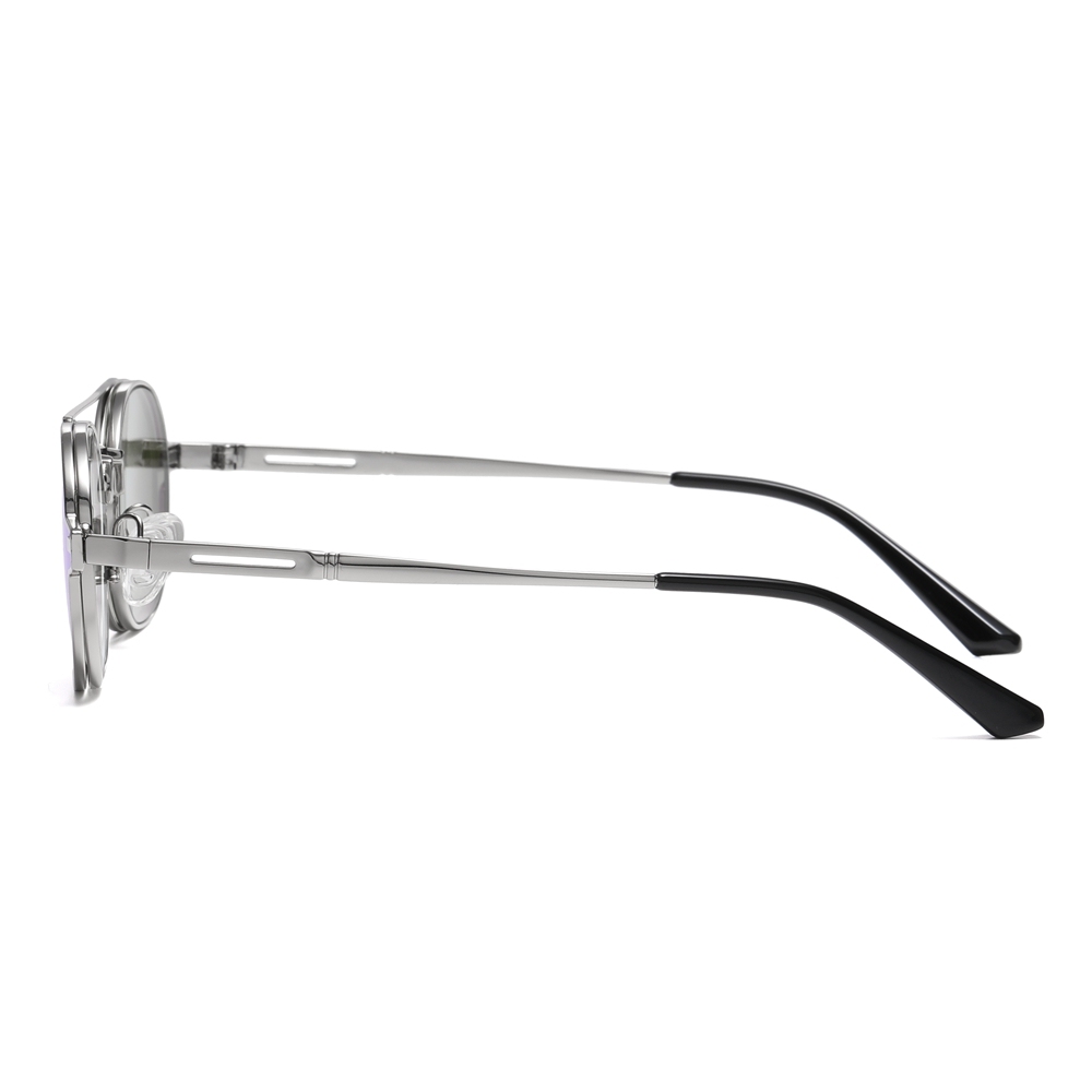 Wholesale Unisex Detachable Oval Metal Glasses Frames Magnetic Snap-On Set for Prescription Eyeglasses With Clip-On Polarized Sunglasses