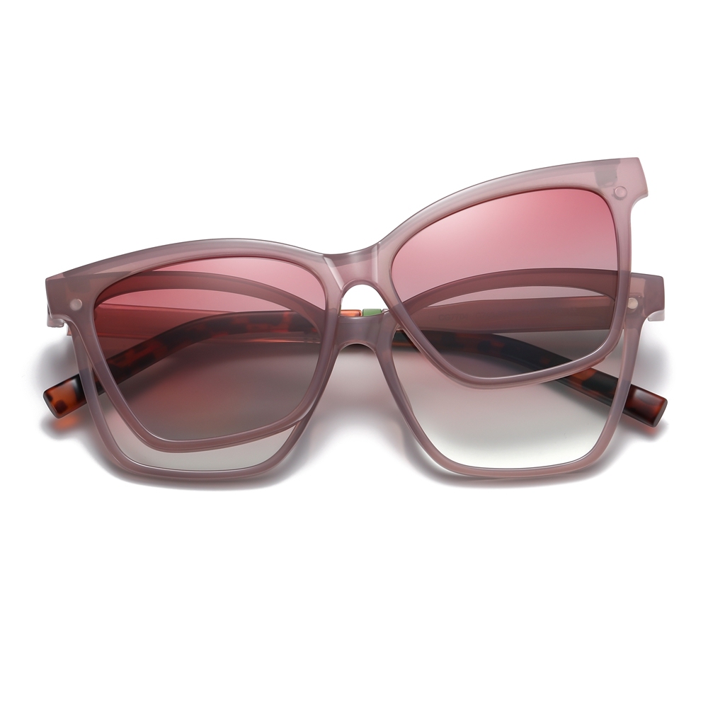 Custom Ladies TR90 Square Cat Eye Optical Frames With Clip-On Polarized Sunglasses Magnetic Snap-On Set for Prescription Glasses Wholesale Online