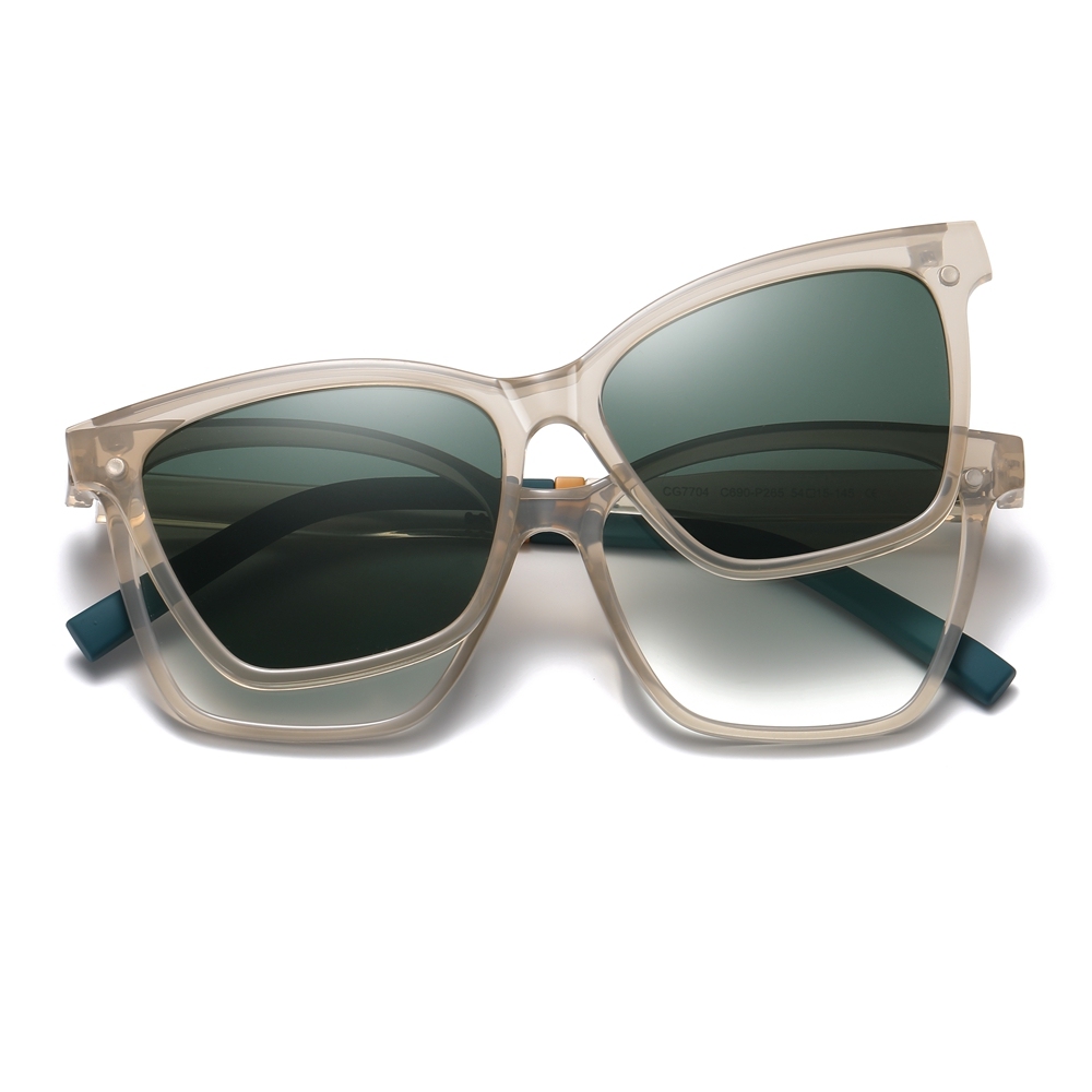 Custom Ladies TR90 Square Cat Eye Optical Frames With Clip-On Polarized Sunglasses Magnetic Snap-On Set for Prescription Glasses Wholesale Online