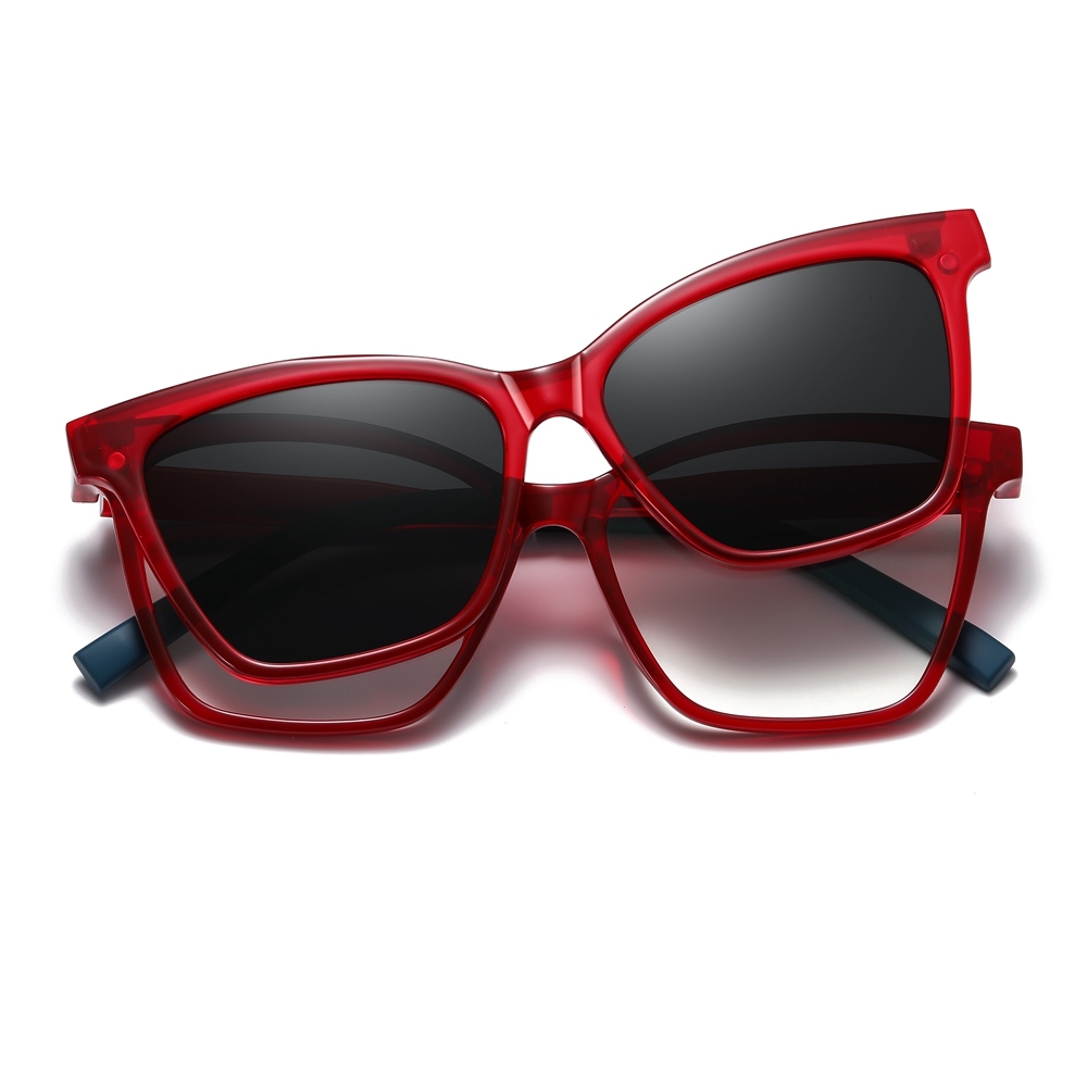 Custom Ladies TR90 Square Cat Eye Optical Frames With Clip-On Polarized Sunglasses Magnetic Snap-On Set for Prescription Glasses Wholesale Online