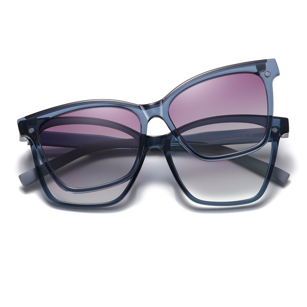 Custom Ladies TR90 Square Cat Eye Optical Frames With Clip-On Polarized Sunglasses Magnetic Snap-On Set for Prescription Glasses Wholesale Online