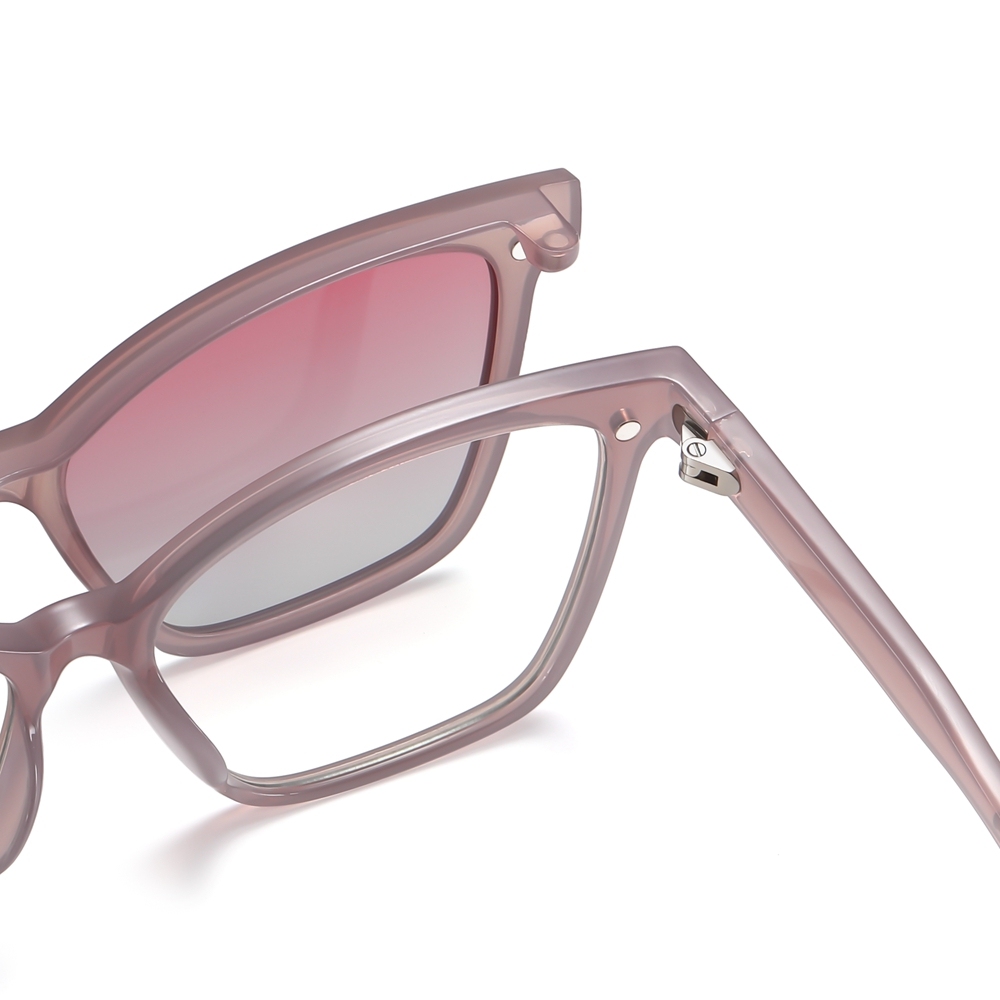 Custom Ladies TR90 Square Cat Eye Optical Frames With Clip-On Polarized Sunglasses Magnetic Snap-On Set for Prescription Glasses Wholesale Online