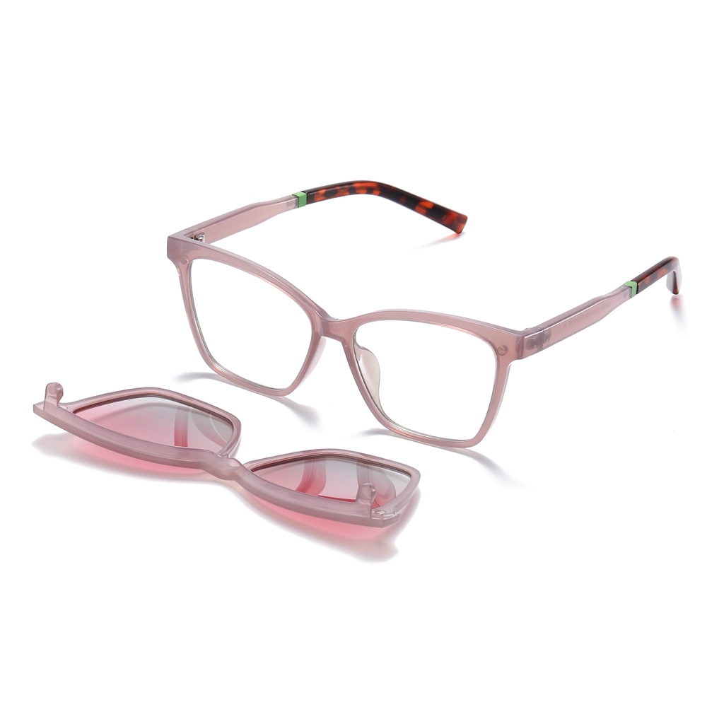 Custom Ladies TR90 Square Cat Eye Optical Frames With Clip-On Polarized Sunglasses Magnetic Snap-On Set for Prescription Glasses Wholesale Online