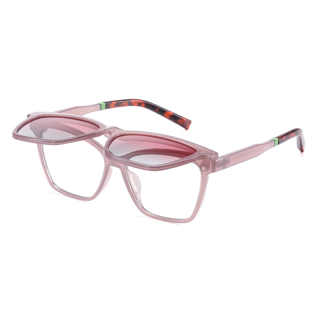 Custom Ladies TR90 Square Cat Eye Optical Frames With Clip-On Polarized Sunglasses Magnetic Snap-On Set for Prescription Glasses Wholesale Online