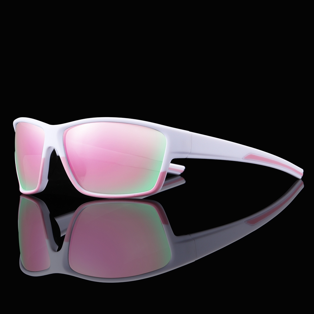 Custom Unisex Rectangular Wrap-around Sunglasses with Rubber Nose Pads Multi Color Sport Glasses for Fishing Polarized Shades Wholesale Online