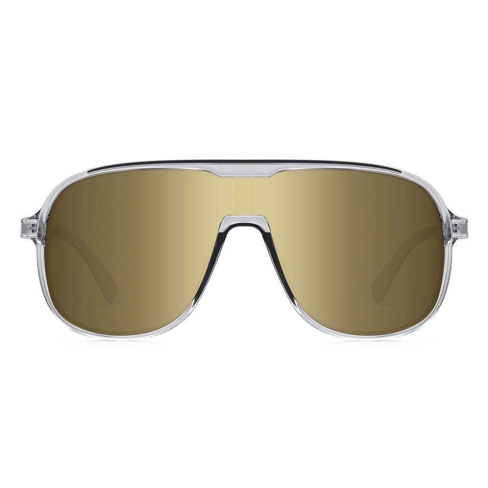 Masculine Large Square Aviator Shades One Piece Lens Flash Mirror Coating Polarized Glasses for Men Plastic Shield Sunglasses Wholesale Online