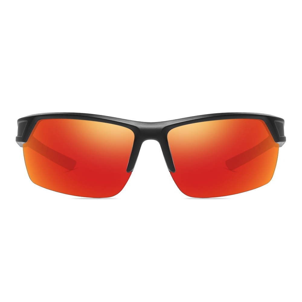 Custom Men's Plastic Semi Rimless Wrap Around Running Sunglasses for Women Curved Rectangle Mirror Polarized Sports Glasses Wholesale Online