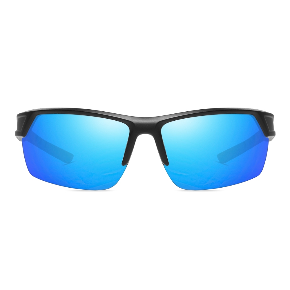 Custom Men's Plastic Semi Rimless Wrap Around Running Sunglasses for Women Curved Rectangle Mirror Polarized Sports Glasses Wholesale Online