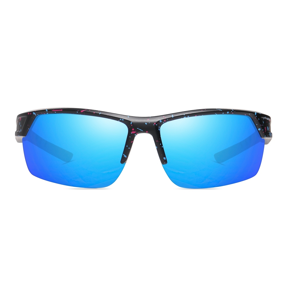 Custom Men's Plastic Semi Rimless Wrap Around Running Sunglasses for Women Curved Rectangle Mirror Polarized Sports Glasses Wholesale Online