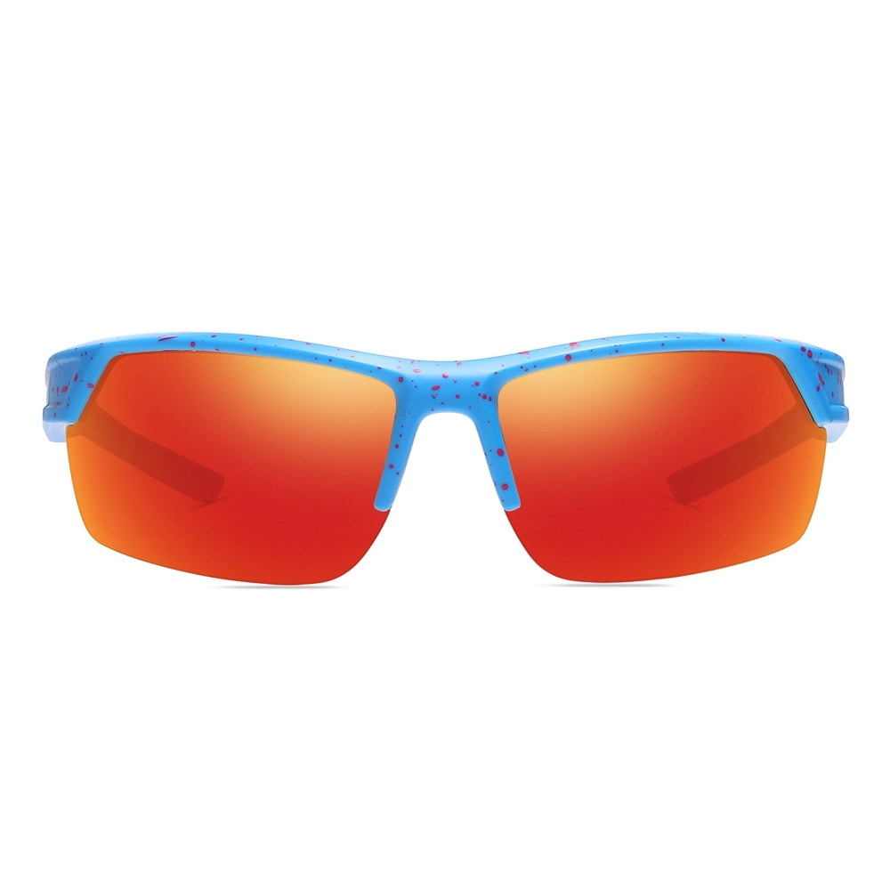Custom Men's Plastic Semi Rimless Wrap Around Running Sunglasses for Women Curved Rectangle Mirror Polarized Sports Glasses Wholesale Online