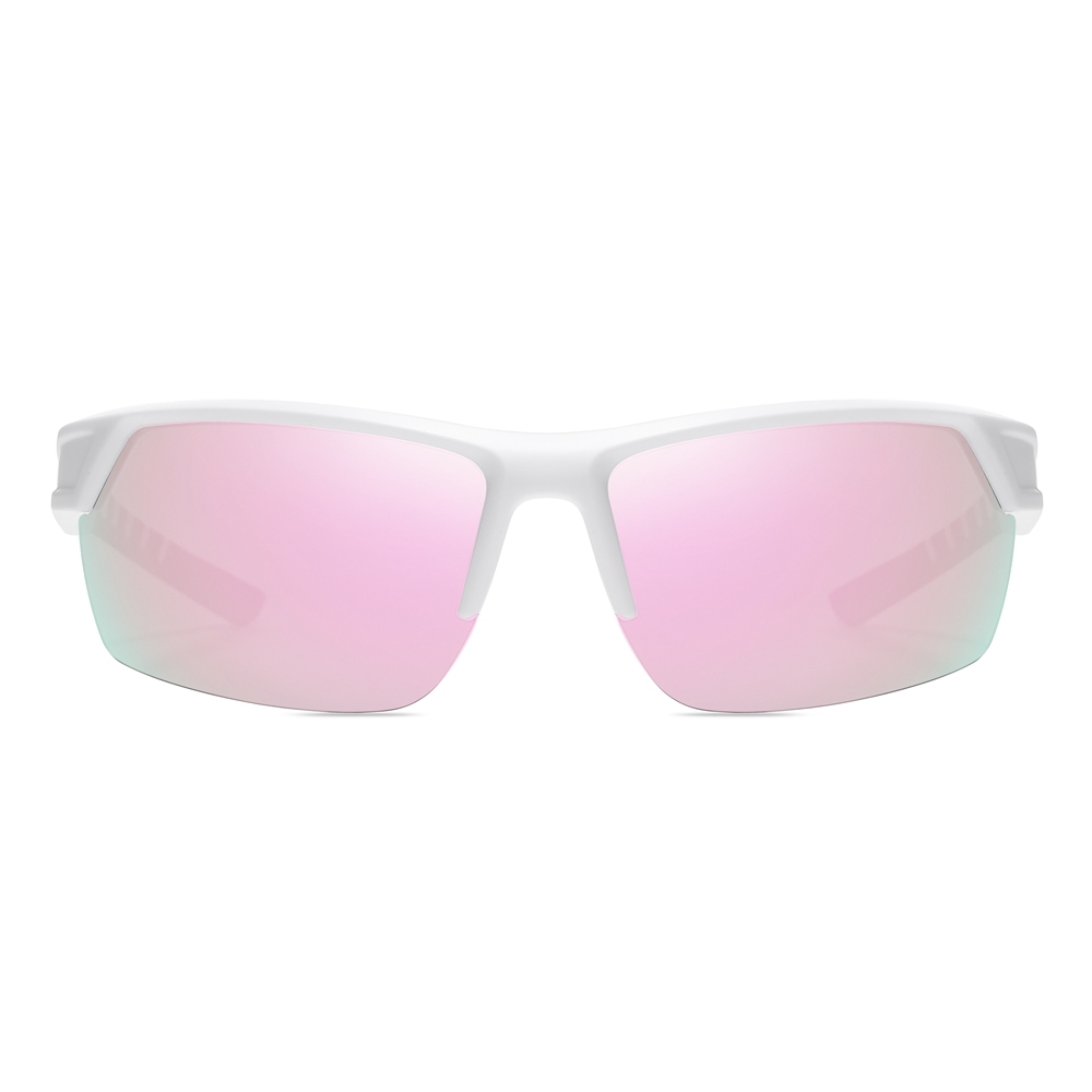 Custom Men's Plastic Semi Rimless Wrap Around Running Sunglasses for Women Curved Rectangle Mirror Polarized Sports Glasses Wholesale Online