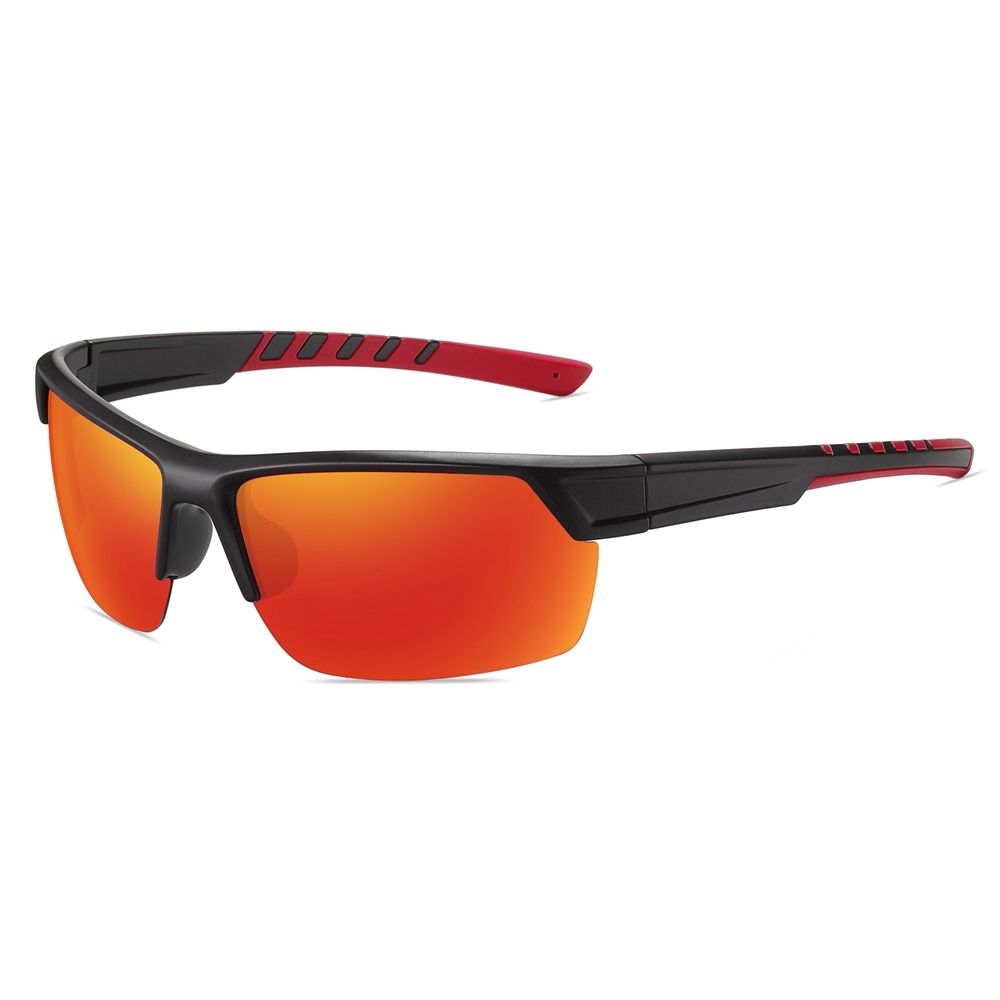 Custom Men's Plastic Semi Rimless Wrap Around Running Sunglasses for Women Curved Rectangle Mirror Polarized Sports Glasses Wholesale Online