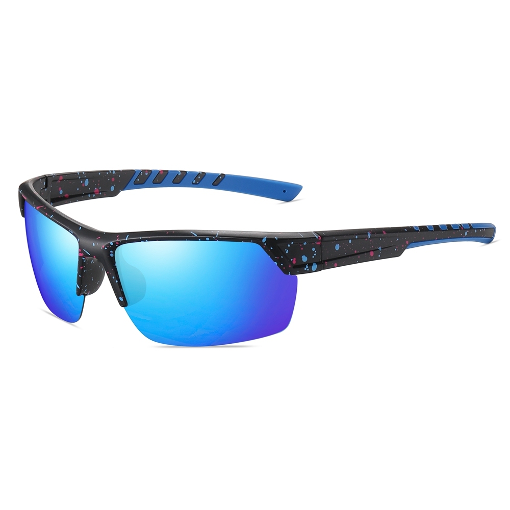 Custom Men's Plastic Semi Rimless Wrap Around Running Sunglasses for Women Curved Rectangle Mirror Polarized Sports Glasses Wholesale Online