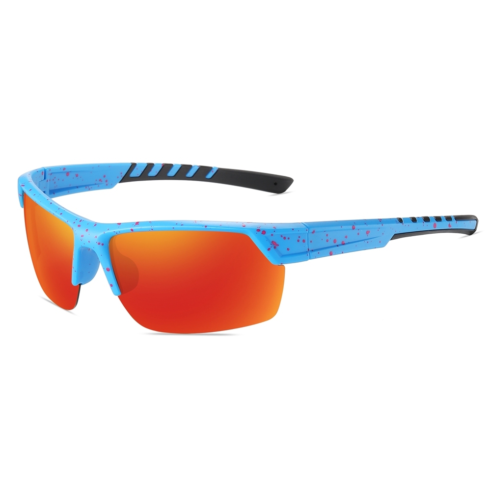 Custom Men's Plastic Semi Rimless Wrap Around Running Sunglasses for Women Curved Rectangle Mirror Polarized Sports Glasses Wholesale Online