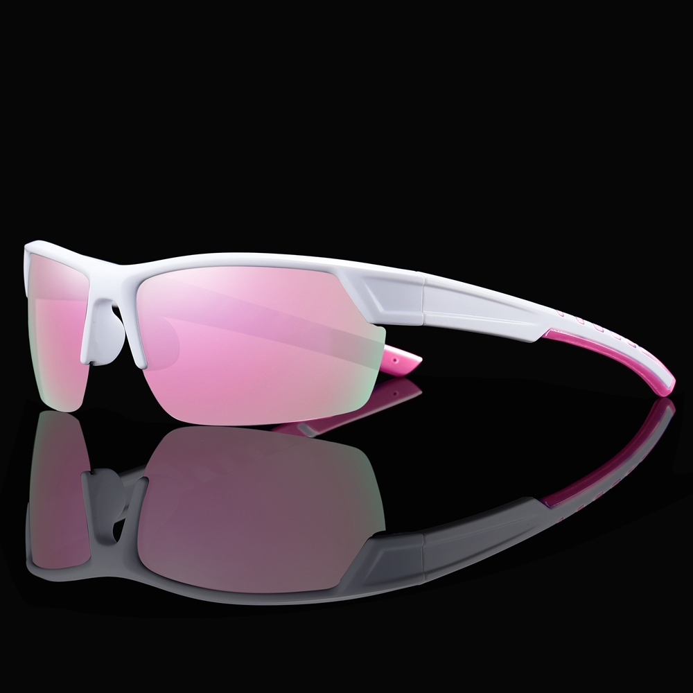 Custom Men's Plastic Semi Rimless Wrap Around Running Sunglasses for Women Curved Rectangle Mirror Polarized Sports Glasses Wholesale Online