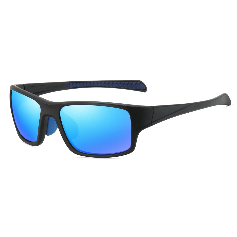 Custom Men's Plastic Rectangle Wrap Sunglasses with Adjustable Nose Piece & Straight Arms Polarized Sports Shades for Jogging Glasses Wholesale Online