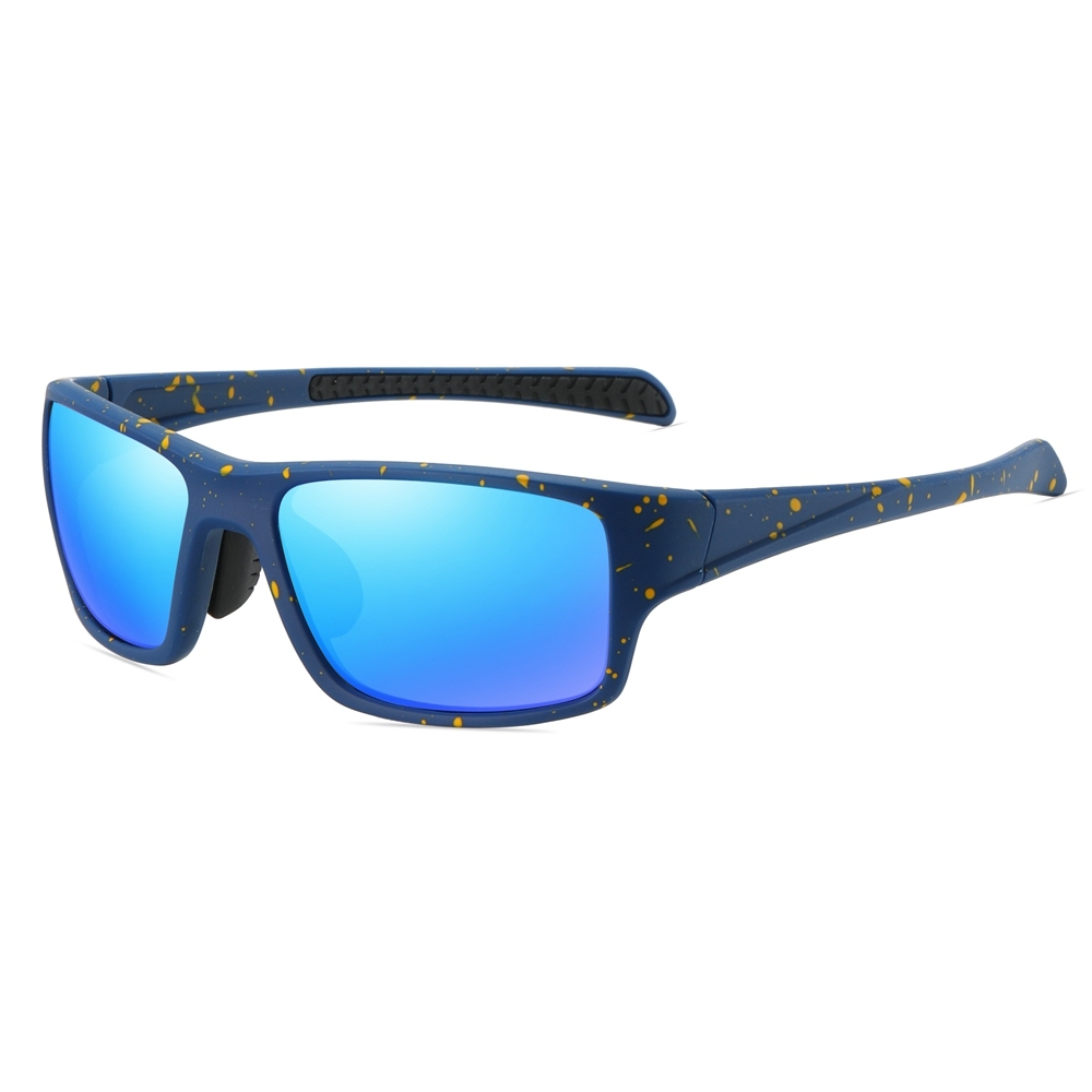 Custom Men's Plastic Rectangle Wrap Sunglasses with Adjustable Nose Piece & Straight Arms Polarized Sports Shades for Jogging Glasses Wholesale Online