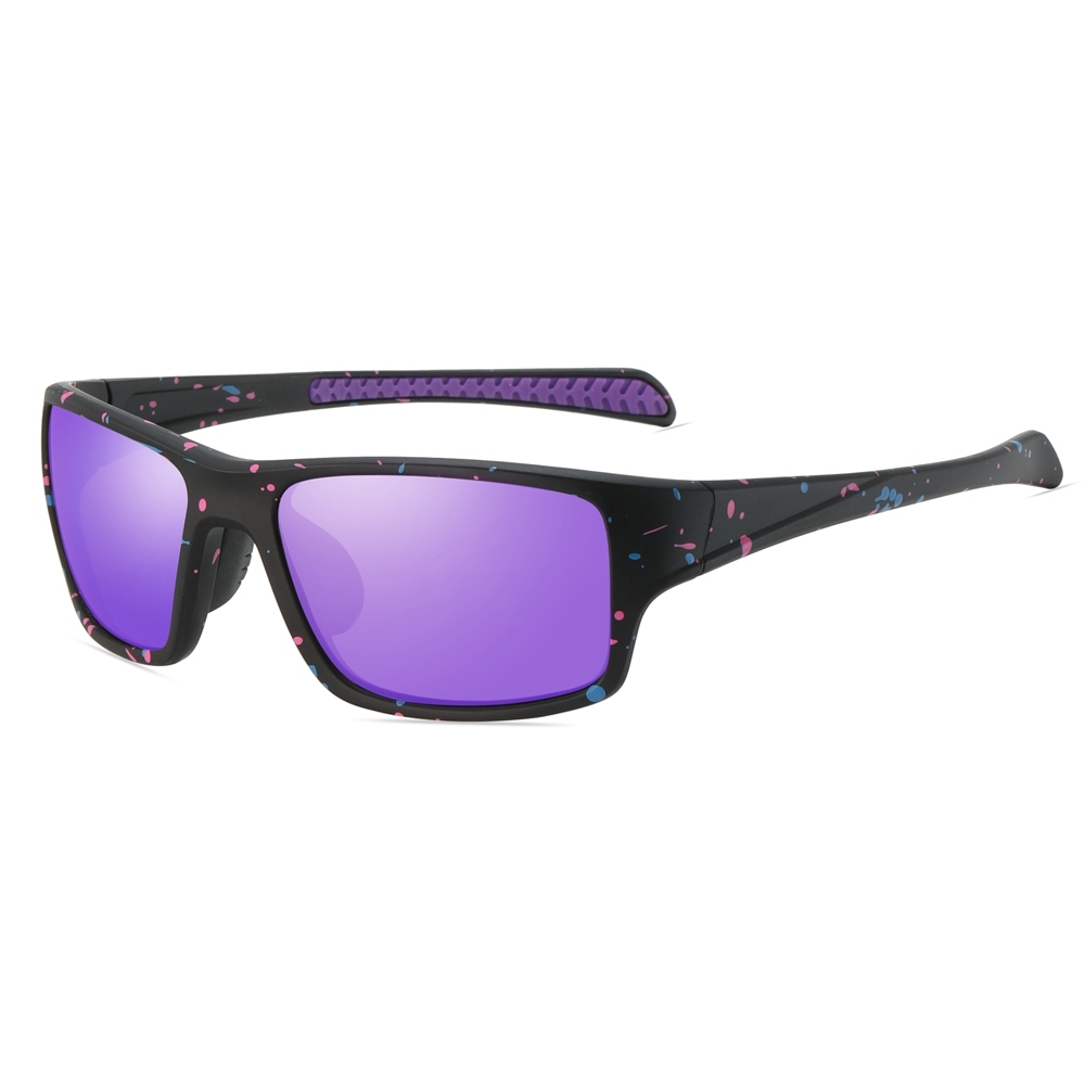 Custom Men's Plastic Rectangle Wrap Sunglasses with Adjustable Nose Piece & Straight Arms Polarized Sports Shades for Jogging Glasses Wholesale Online