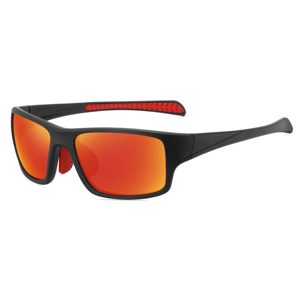 Custom Men's Plastic Rectangle Wrap Sunglasses with Adjustable Nose Piece & Straight Arms Polarized Sports Shades for Jogging Glasses Wholesale Online