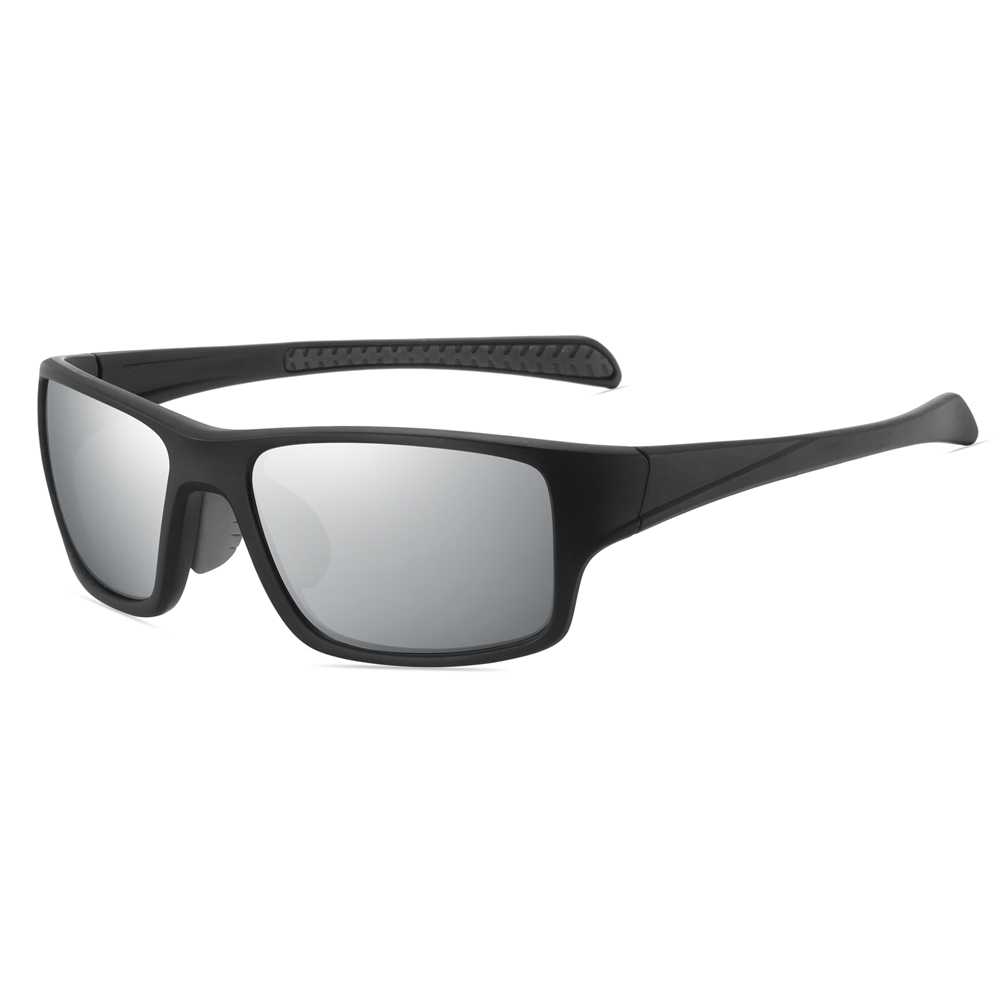 Custom Men's Plastic Rectangle Wrap Sunglasses with Adjustable Nose Piece & Straight Arms Polarized Sports Shades for Jogging Glasses Wholesale Online