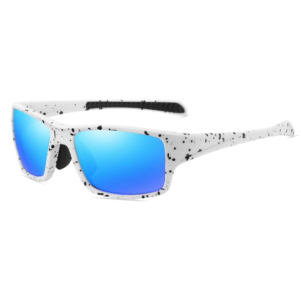 Custom Men's Plastic Rectangle Wrap Sunglasses with Adjustable Nose Piece & Straight Arms Polarized Sports Shades for Jogging Glasses Wholesale Online