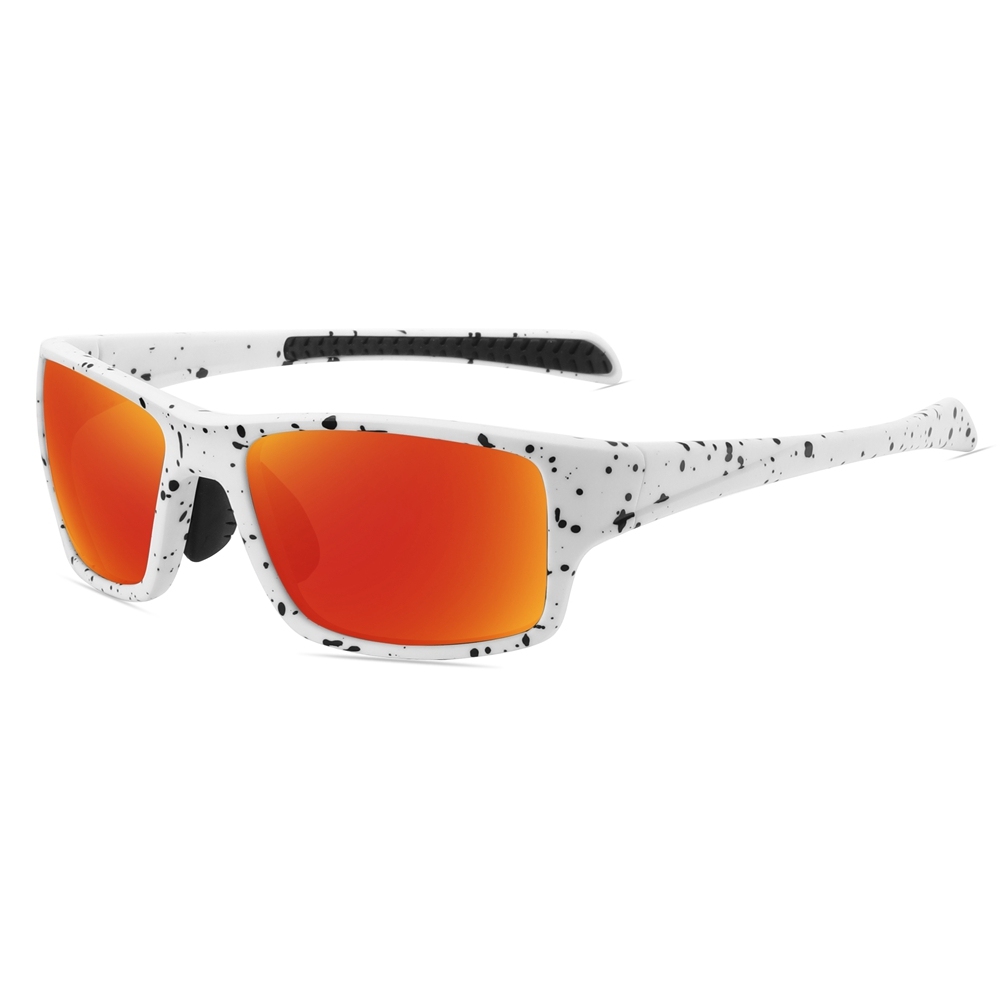 Custom Men's Plastic Rectangle Wrap Sunglasses with Adjustable Nose Piece & Straight Arms Polarized Sports Shades for Jogging Glasses Wholesale Online