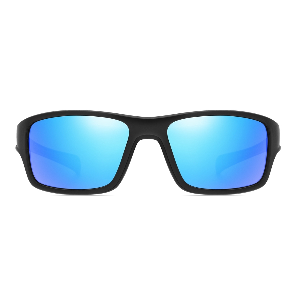 Custom Men's Plastic Rectangle Wrap Sunglasses with Adjustable Nose Piece & Straight Arms Polarized Sports Shades for Jogging Glasses Wholesale Online