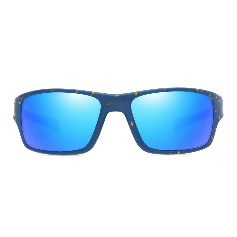 Custom Men's Plastic Rectangle Wrap Sunglasses with Adjustable Nose Piece & Straight Arms Polarized Sports Shades for Jogging Glasses Wholesale Online