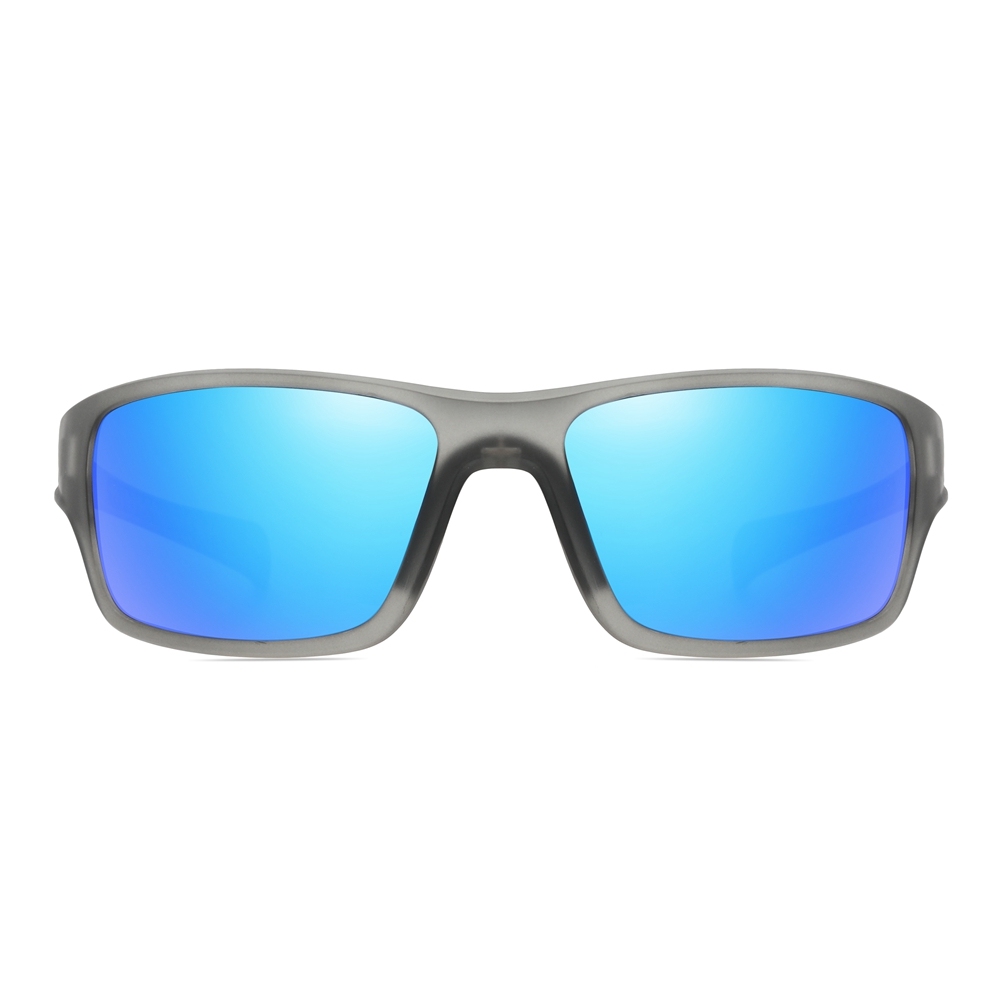 Custom Men's Plastic Rectangle Wrap Sunglasses with Adjustable Nose Piece & Straight Arms Polarized Sports Shades for Jogging Glasses Wholesale Online