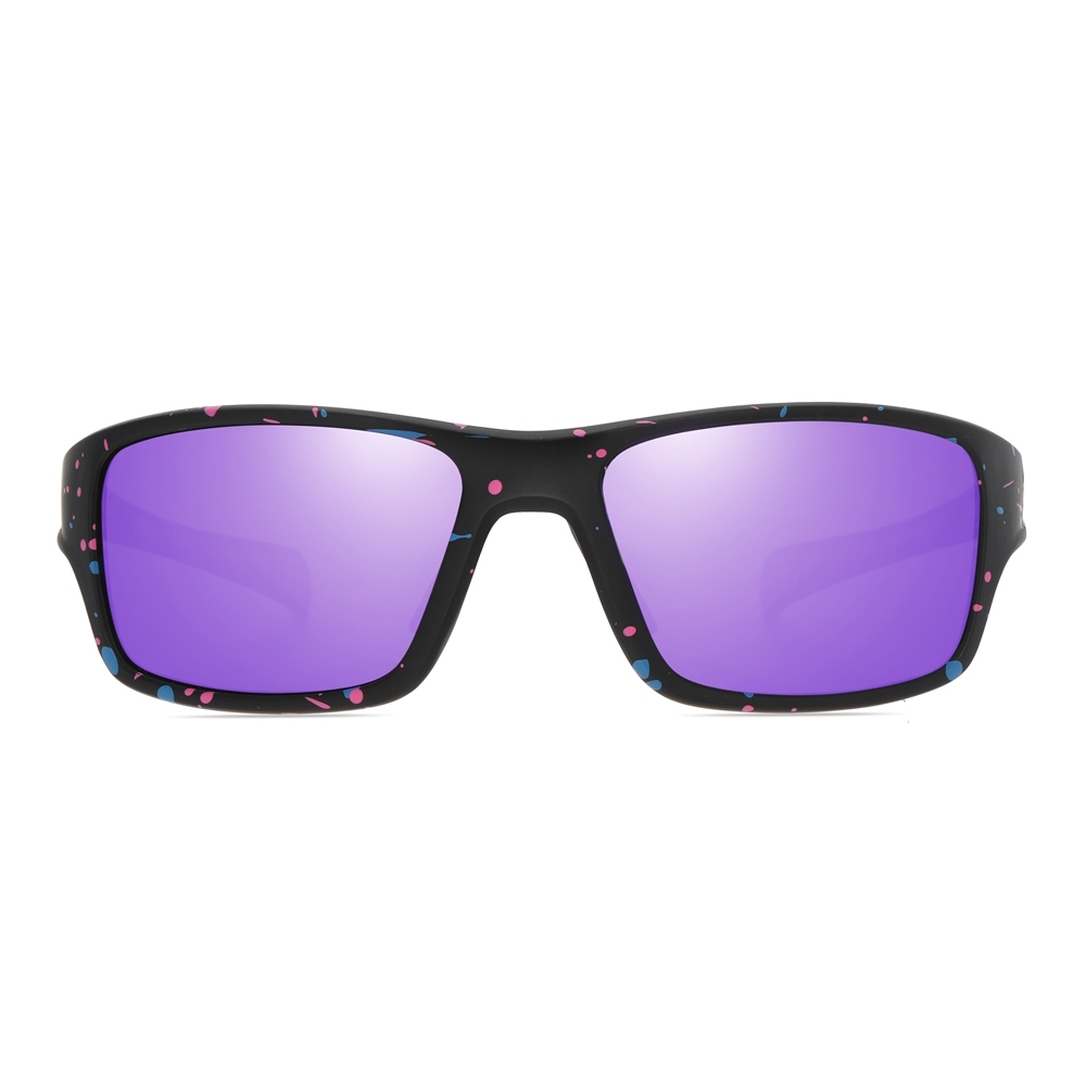 Custom Men's Plastic Rectangle Wrap Sunglasses with Adjustable Nose Piece & Straight Arms Polarized Sports Shades for Jogging Glasses Wholesale Online