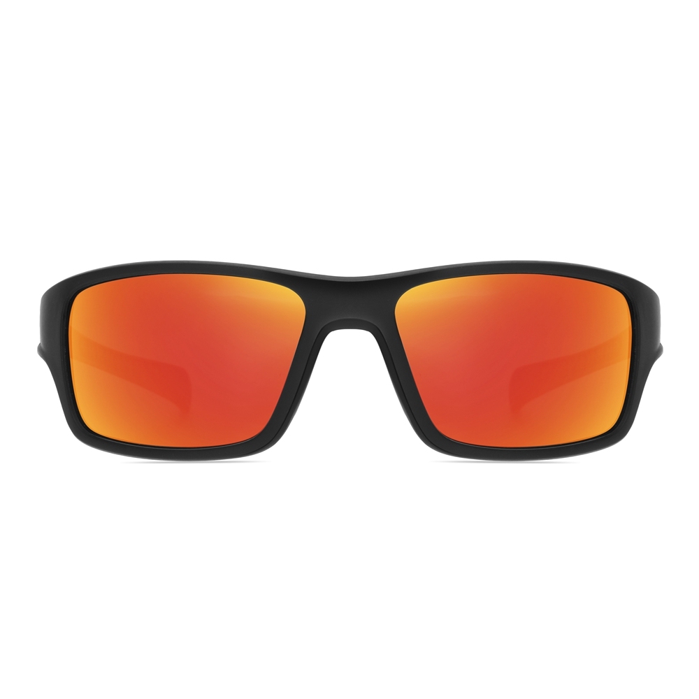Custom Men's Plastic Rectangle Wrap Sunglasses with Adjustable Nose Piece & Straight Arms Polarized Sports Shades for Jogging Glasses Wholesale Online