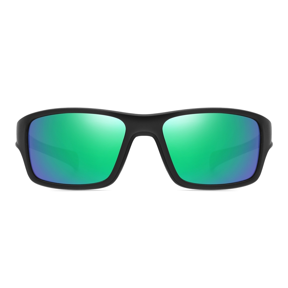 Custom Men's Plastic Rectangle Wrap Sunglasses with Adjustable Nose Piece & Straight Arms Polarized Sports Shades for Jogging Glasses Wholesale Online