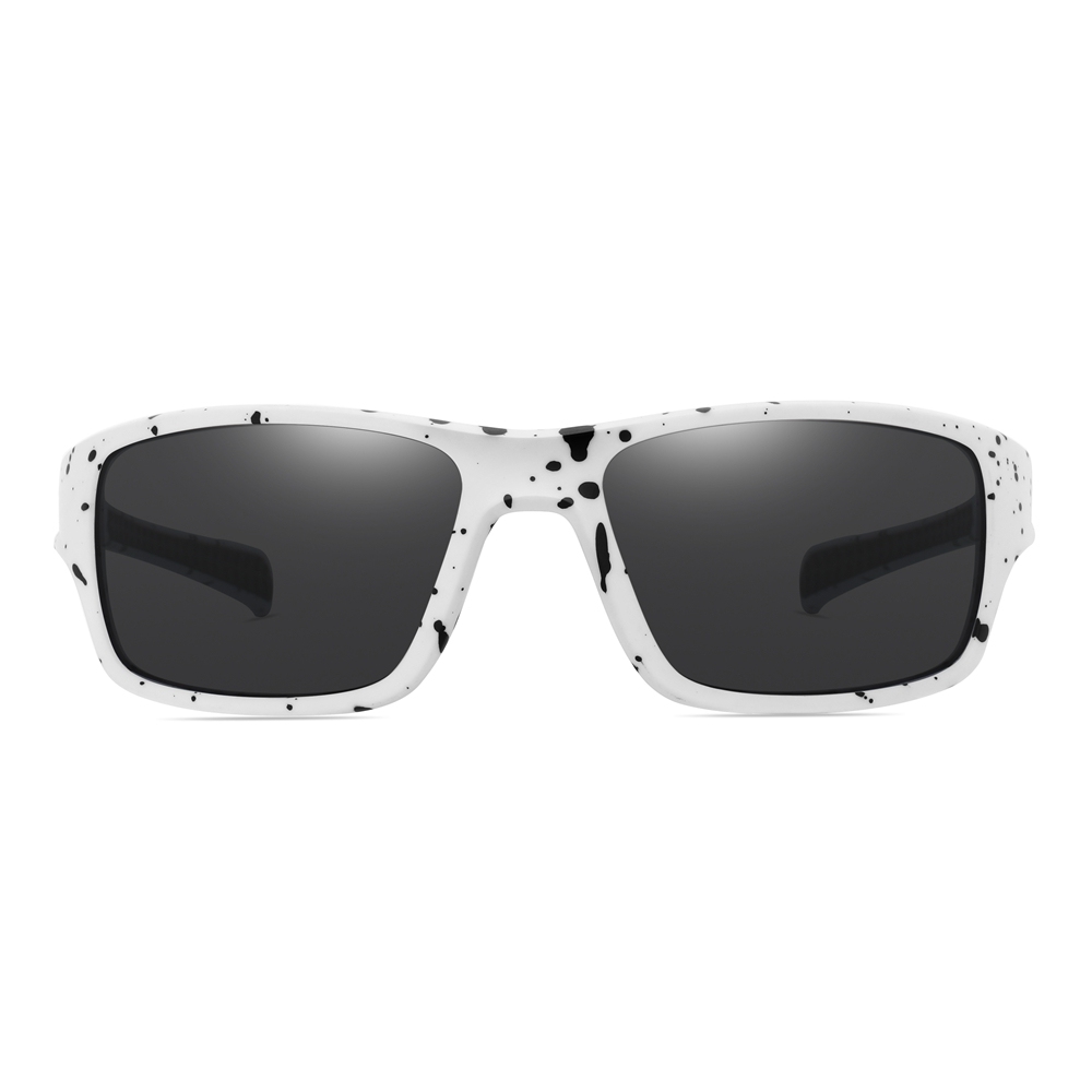 Custom Men's Plastic Rectangle Wrap Sunglasses with Adjustable Nose Piece & Straight Arms Polarized Sports Shades for Jogging Glasses Wholesale Online