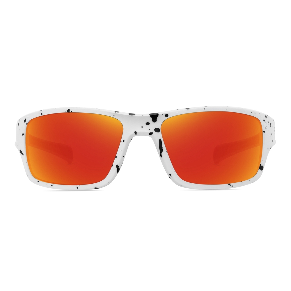 Custom Men's Plastic Rectangle Wrap Sunglasses with Adjustable Nose Piece & Straight Arms Polarized Sports Shades for Jogging Glasses Wholesale Online