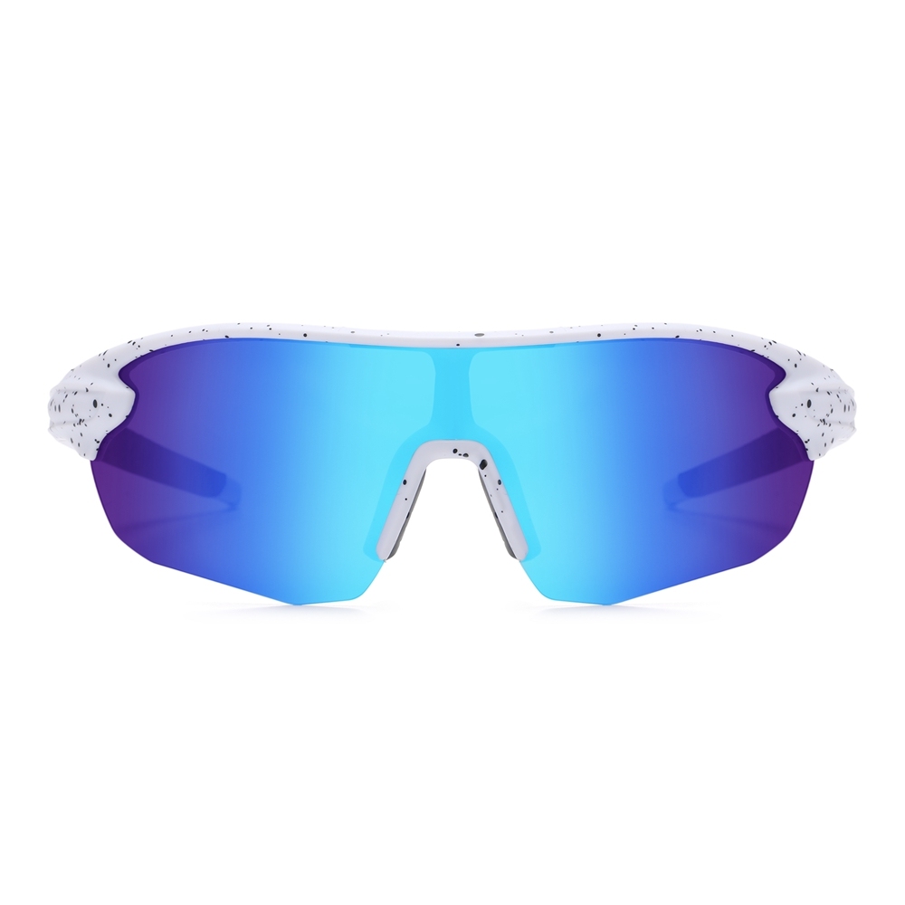 Wholesale Unisex One Piece Wrap Around Sports Sunglasses for Bikers with Adjustable Nose Pads Semi-rimless Shield Polarized Cycling Glasses Online
