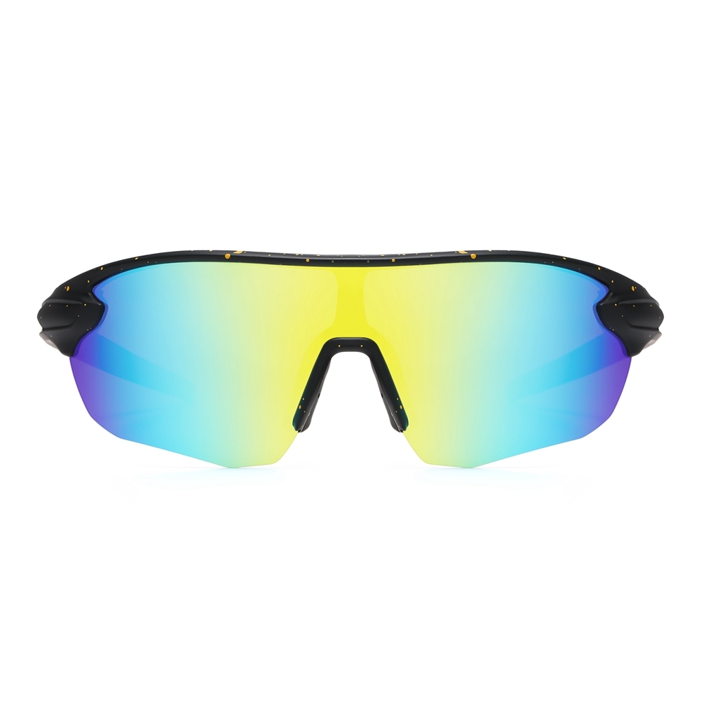 Wholesale Unisex One Piece Wrap Around Sports Sunglasses for Bikers with Adjustable Nose Pads Semi-rimless Shield Polarized Cycling Glasses Online