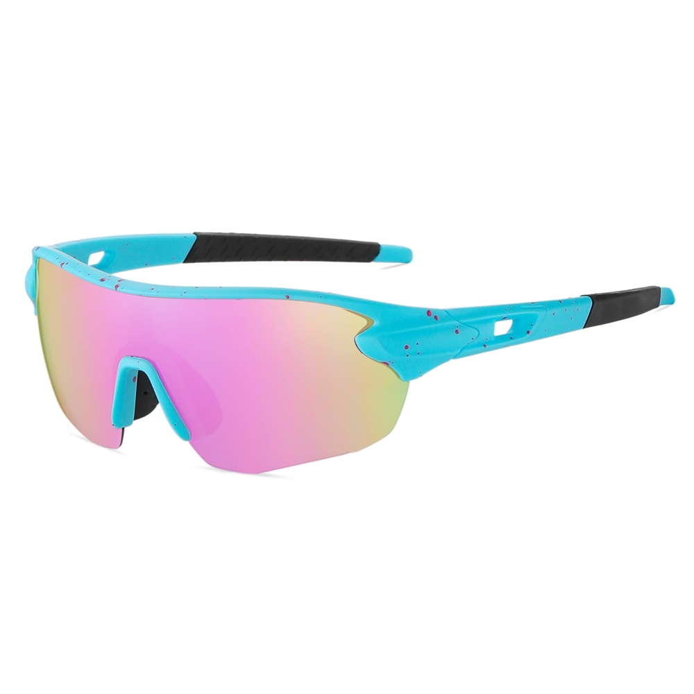 Wholesale Unisex One Piece Wrap Around Sports Sunglasses for Bikers with Adjustable Nose Pads Semi-rimless Shield Polarized Cycling Glasses Online