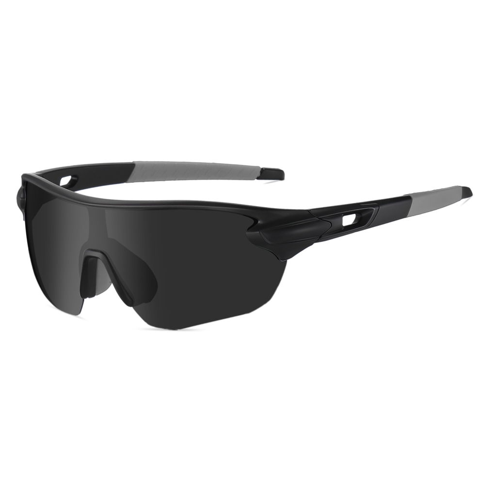Wholesale Unisex One Piece Wrap Around Sports Sunglasses for Bikers with Adjustable Nose Pads Semi-rimless Shield Polarized Cycling Glasses Online