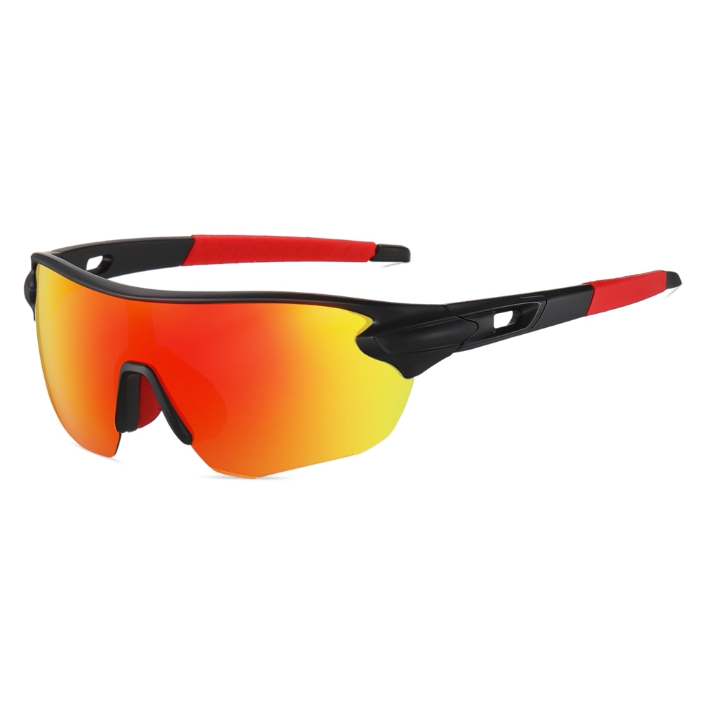 Wholesale Unisex One Piece Wrap Around Sports Sunglasses for Bikers with Adjustable Nose Pads Semi-rimless Shield Polarized Cycling Glasses Online