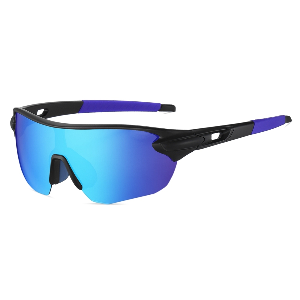 Wholesale Unisex One Piece Wrap Around Sports Sunglasses for Bikers with Adjustable Nose Pads Semi-rimless Shield Polarized Cycling Glasses Online