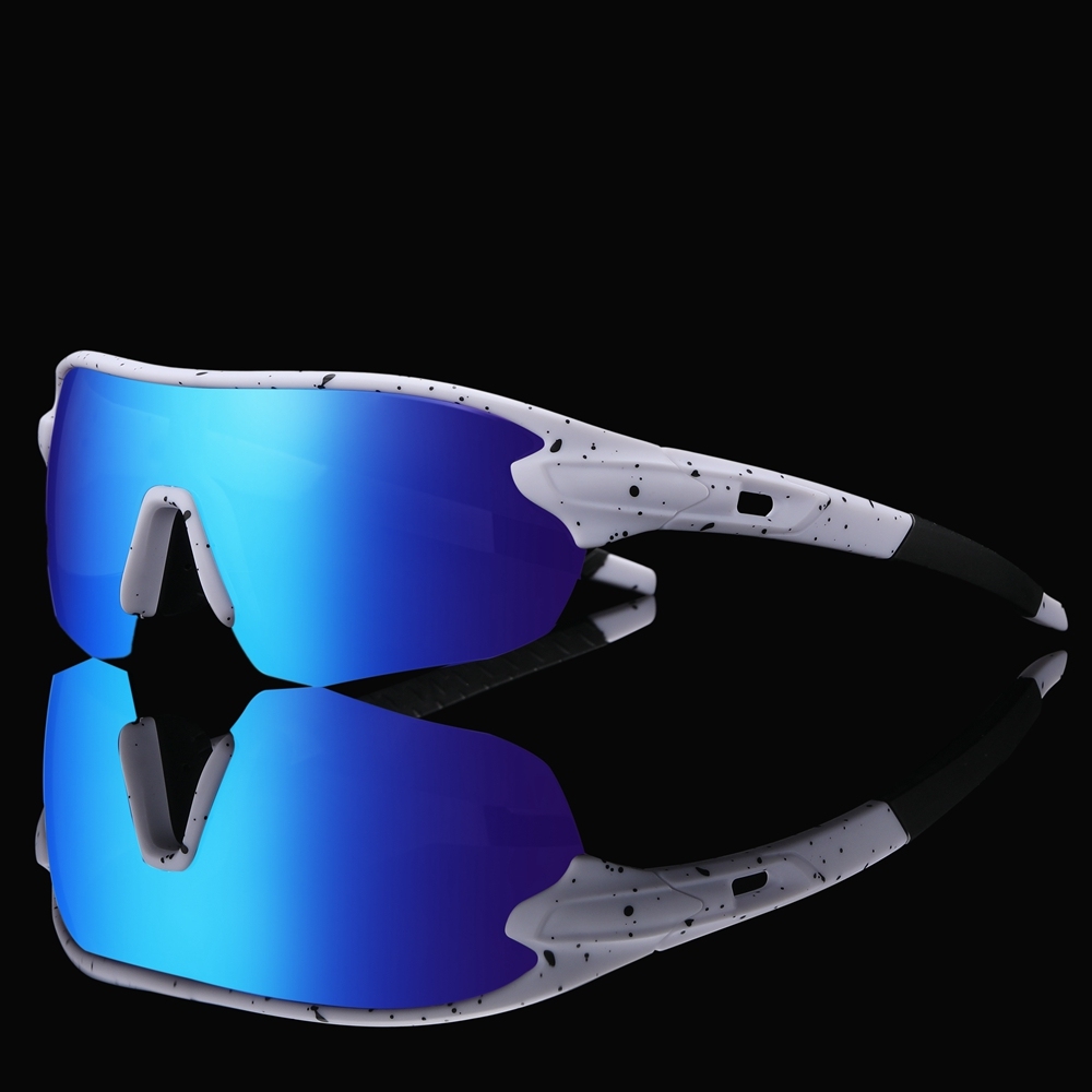 Wholesale Unisex One Piece Wrap Around Sports Sunglasses for Bikers with Adjustable Nose Pads Semi-rimless Shield Polarized Cycling Glasses Online