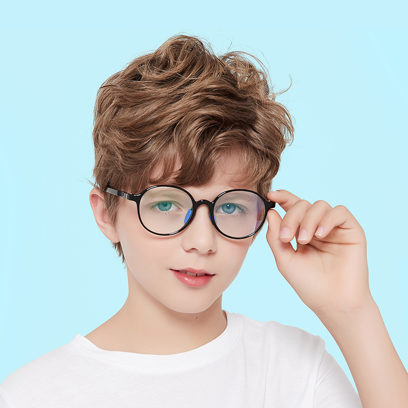 Custom Children's TR90 Round Anti Blue Light Glasses Frames with Silicone Nose Pads & Ear Hooks for Kids Prescription Eyeglasses Wholesale Online