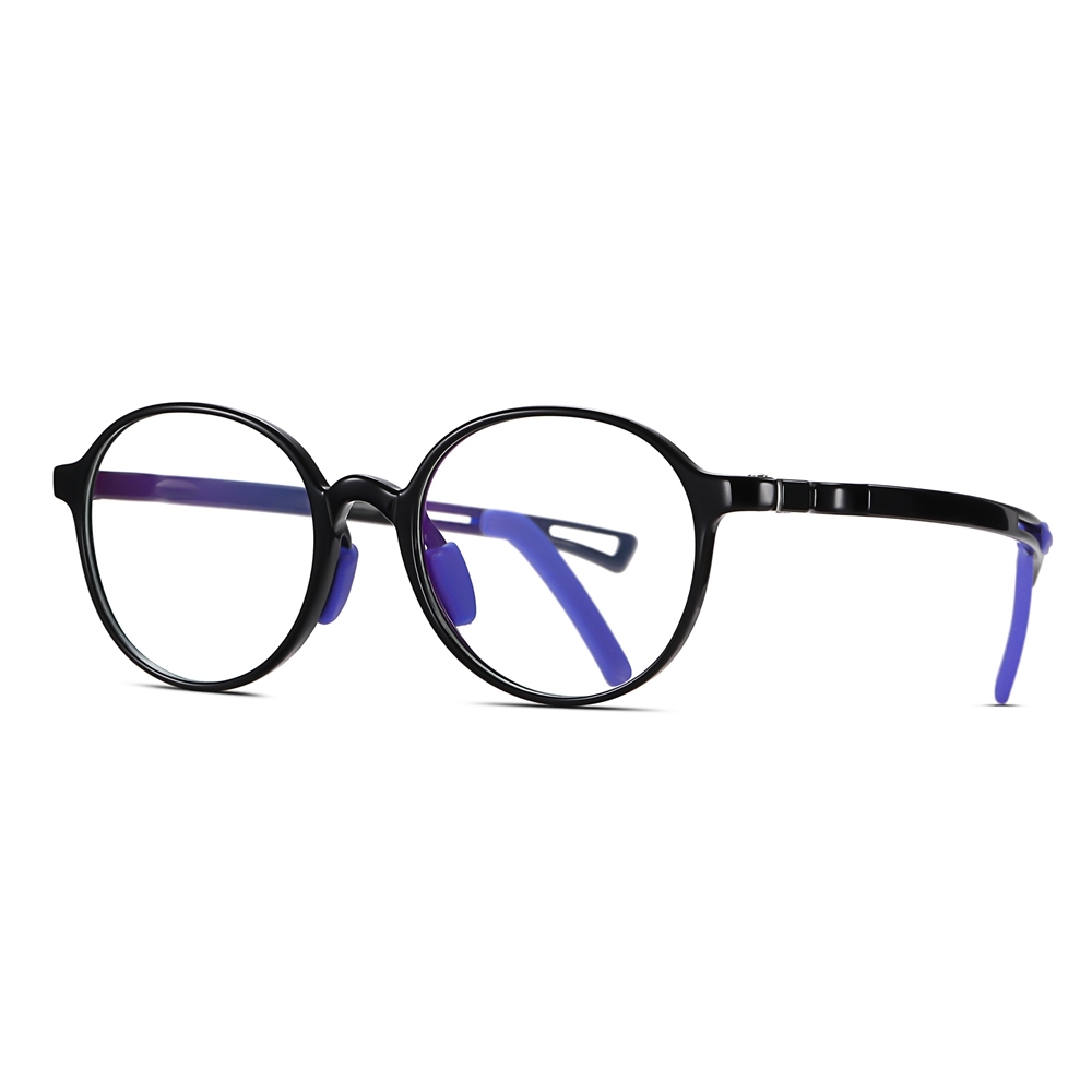 Custom Children's TR90 Round Anti Blue Light Glasses Frames with Silicone Nose Pads & Ear Hooks for Kids Prescription Eyeglasses Wholesale Online
