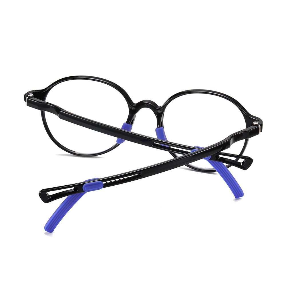 Custom Children's TR90 Round Anti Blue Light Glasses Frames with Silicone Nose Pads & Ear Hooks for Kids Prescription Eyeglasses Wholesale Online