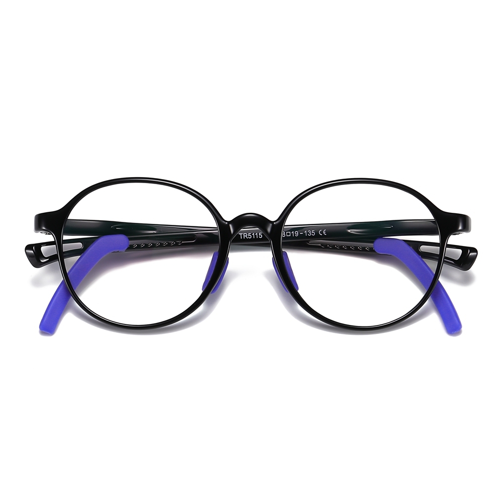 Custom Children's TR90 Round Anti Blue Light Glasses Frames with Silicone Nose Pads & Ear Hooks for Kids Prescription Eyeglasses Wholesale Online
