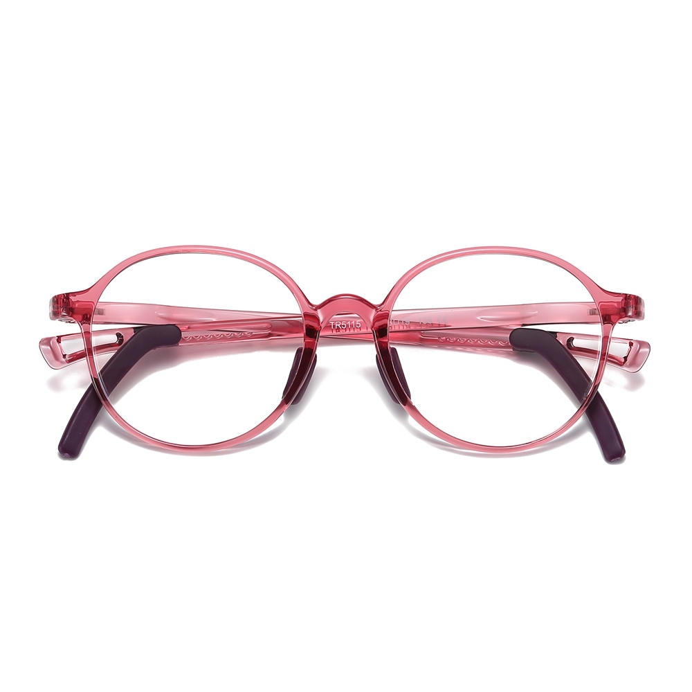 Custom Children's TR90 Round Anti Blue Light Glasses Frames with Silicone Nose Pads & Ear Hooks for Kids Prescription Eyeglasses Wholesale Online