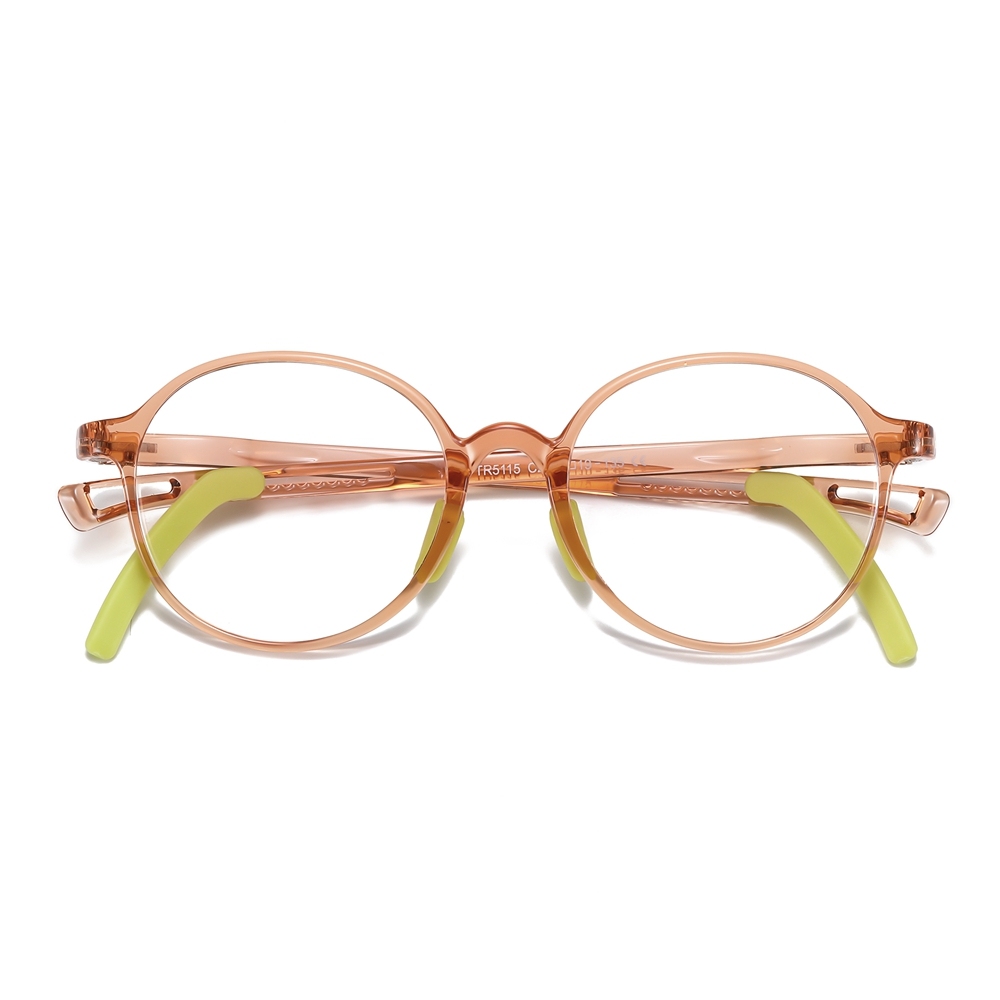 Custom Children's TR90 Round Anti Blue Light Glasses Frames with Silicone Nose Pads & Ear Hooks for Kids Prescription Eyeglasses Wholesale Online